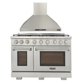 Kucht Appliance Package - 48 inch Propane Gas Range in Stainless Steel and Wall Range Hood - AP-KFX480/LP
