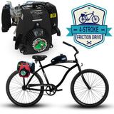 Tracer 26 Inch Men's Ace Beach Cruiser + 4 Stroke Friction Drive - FH-GASCAN2.5-BLK + FH-LNL-MOUNTING + FH-LOCKNLOAD-ENGINE + MB-TOUCH-M-BK