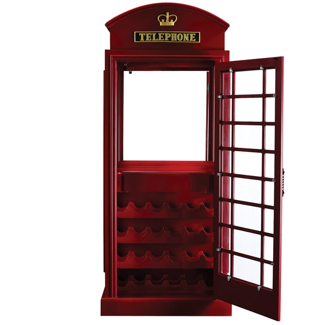 Ram Game Room Old English Telephone Booth Bar Cabinet - OEBRCB