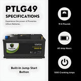 PowerTex 2009 Ferrari California V8 4.3LReplacement Car Battery BCI Group 49 Lithium LiFePO4 Automotive Powertex Battery - PTLG49-018