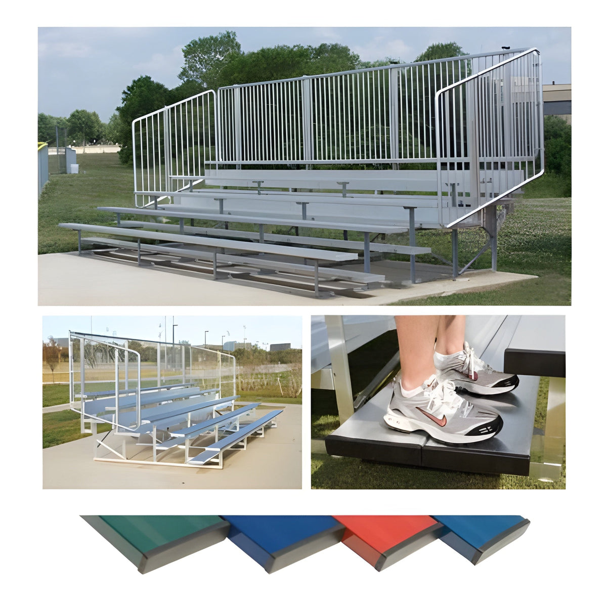 Bleacher Preferred Powder Coated Bleachers with Vertical Picket Railing - NB0415CVP