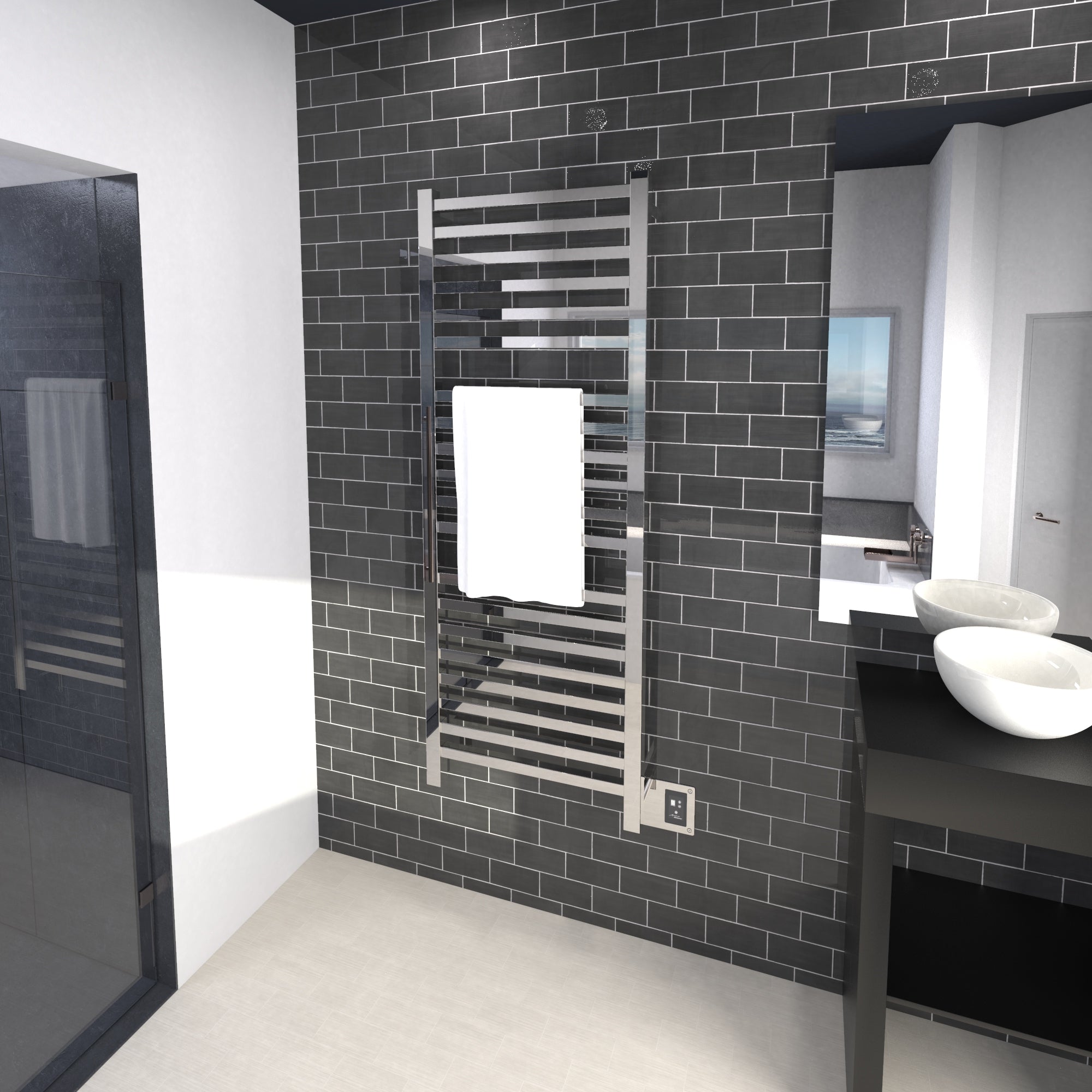Amba Heated Towel Rack Model Q2054 Height 54 1/2″ - Q2054B