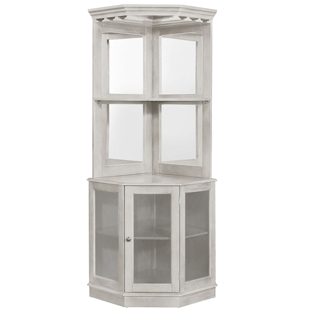 RAM Game Room Corner Bar Cabinet in Antique White - Backyard Provider