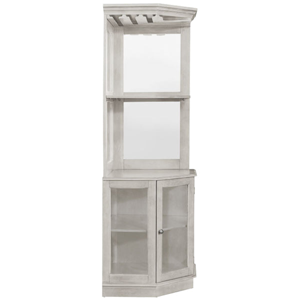 RAM Game Room Corner Bar Cabinet in Antique White - Backyard Provider