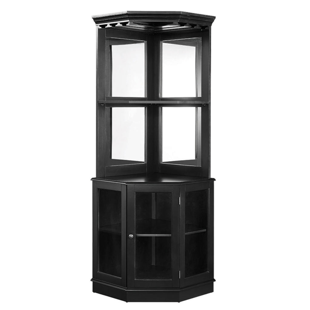 RAM Game Room Corner Bar Cabinet in Black - Backyard Provider