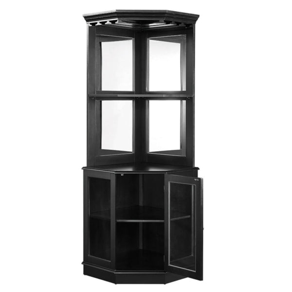 RAM Game Room Corner Bar Cabinet in Black - Backyard Provider