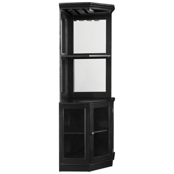 RAM Game Room Corner Bar Cabinet in Black - Backyard Provider