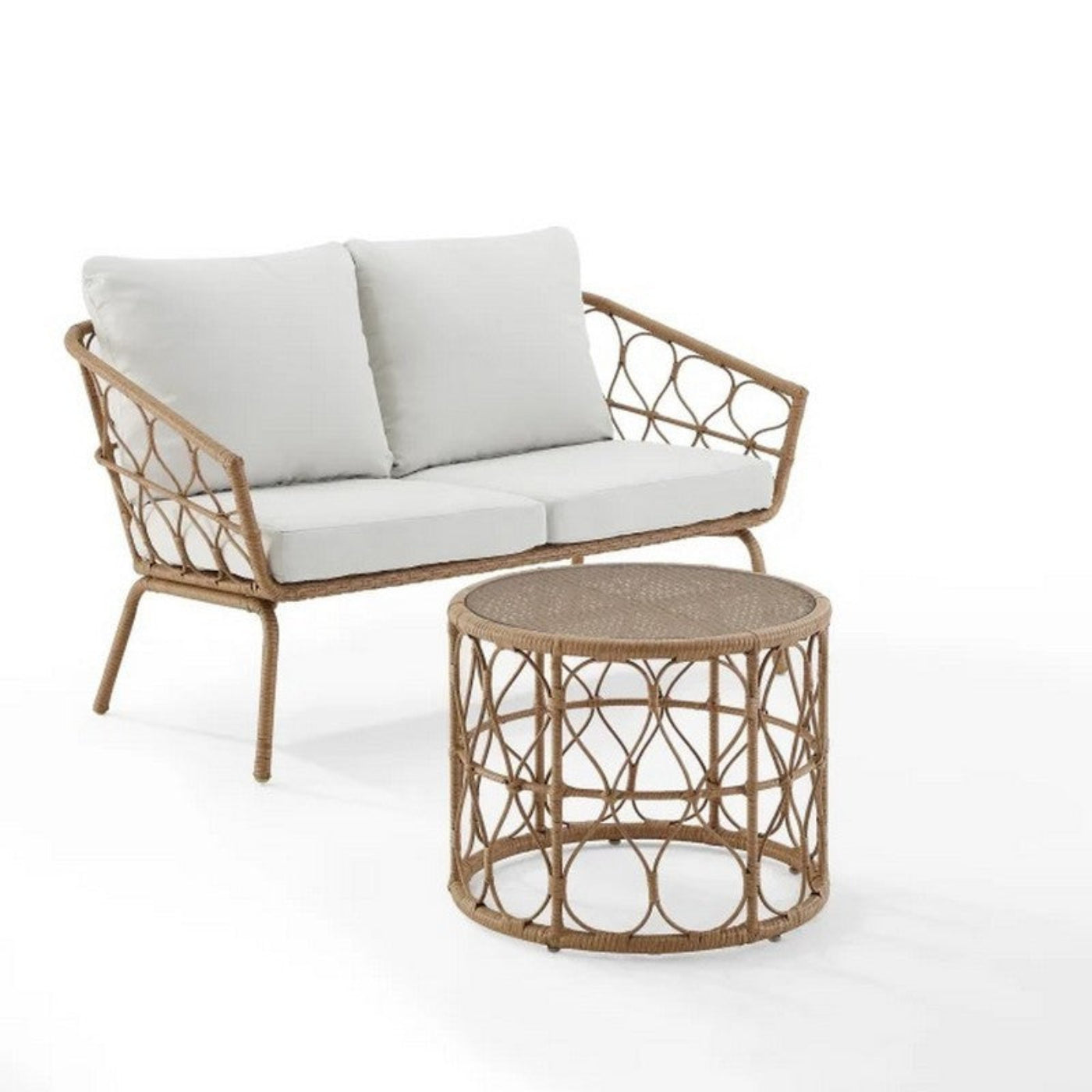 Crosley Juniper 2pc Outdoor Wicker Conversation Set Creme and Natural - CO7371NA-CR