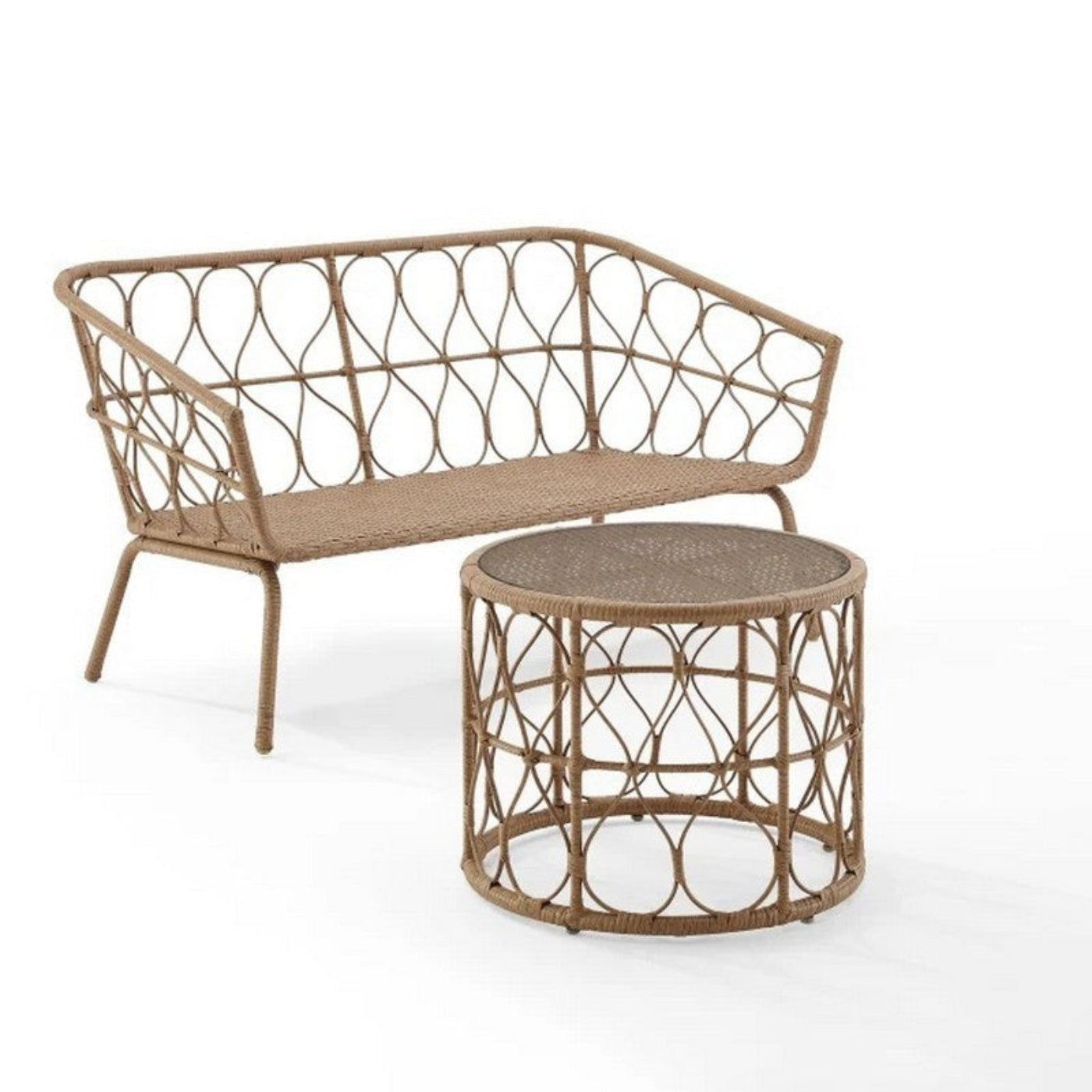 Crosley Juniper 2pc Outdoor Wicker Conversation Set Creme and Natural - CO7371NA-CR