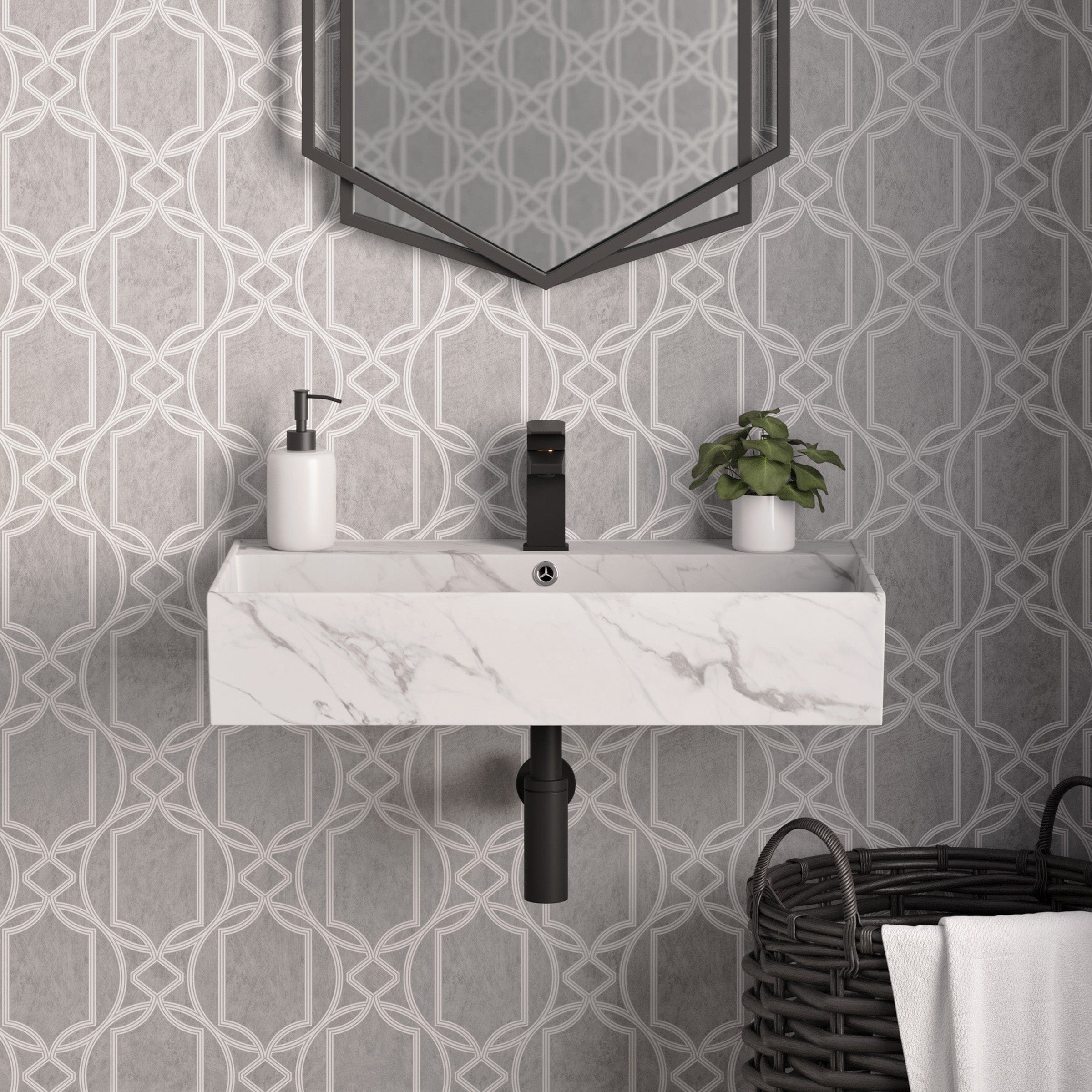 Swiss Madison Claire 22” Rectangle Wall-Mount Bathroom Sink in White Marble - SM-WS318W1 - Backyard Provider