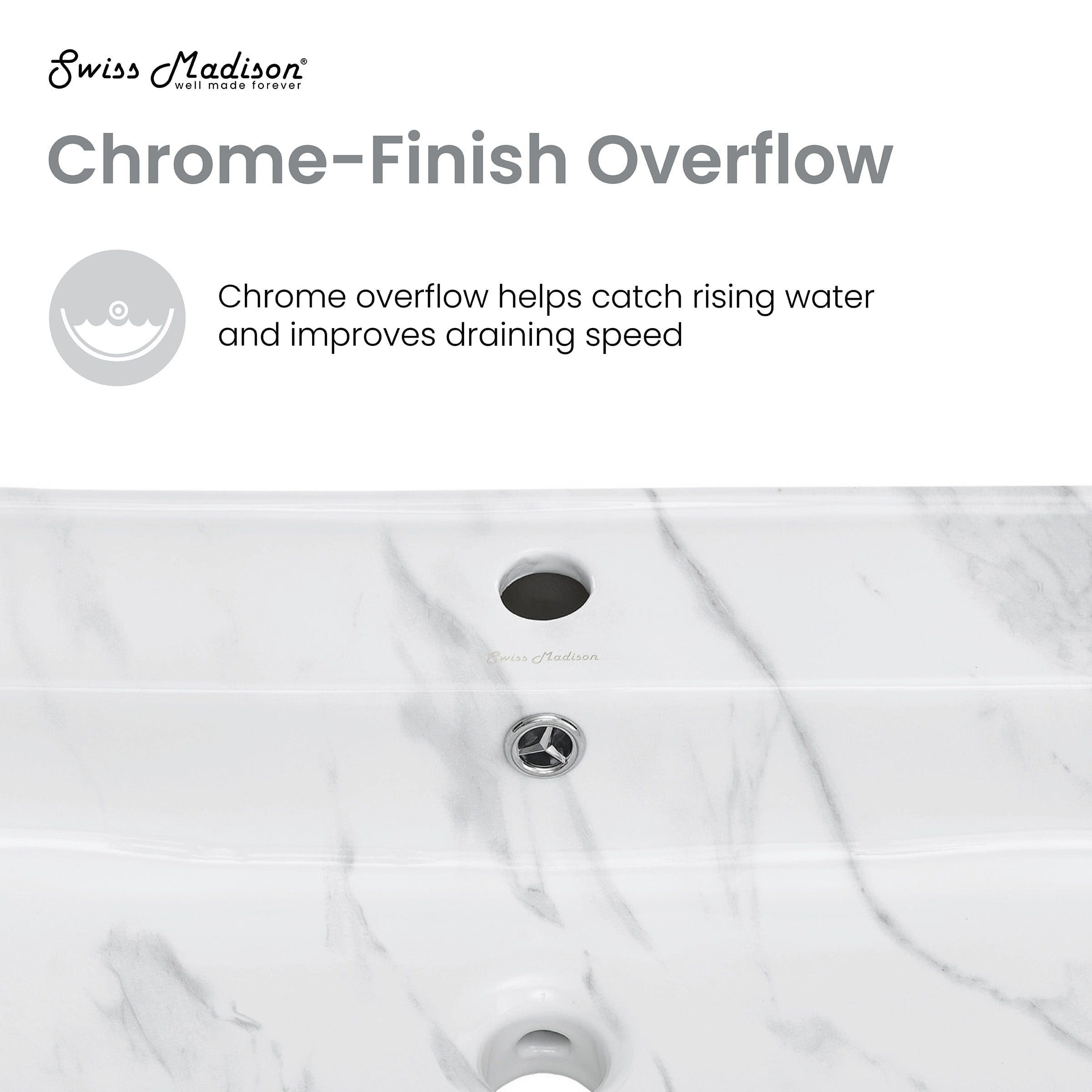 Swiss Madison Claire 22” Rectangle Wall-Mount Bathroom Sink in White Marble - SM-WS318W1 - Backyard Provider