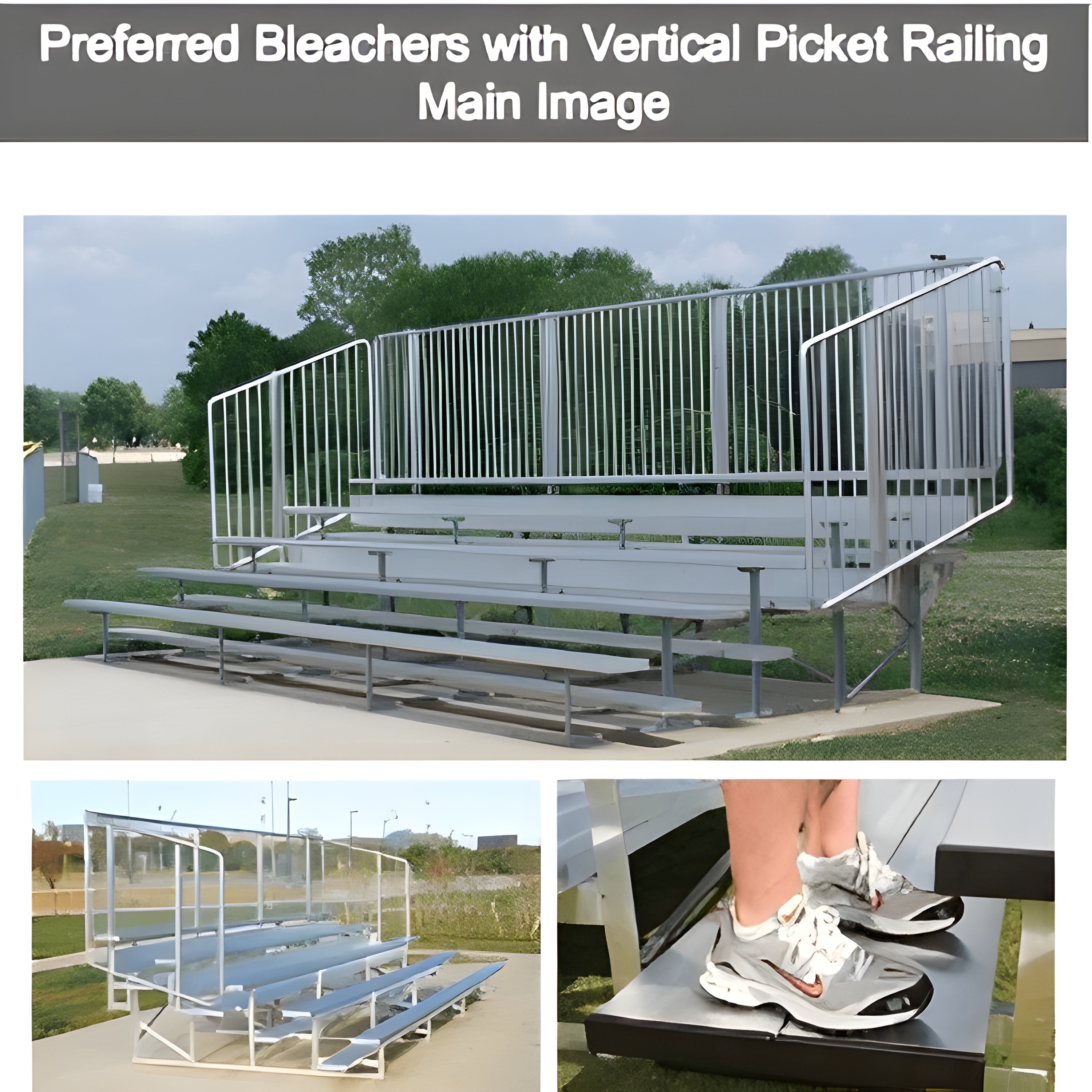 Bleacher Aluminum Preferred Bleachers with Safety Railing - NB0415VP