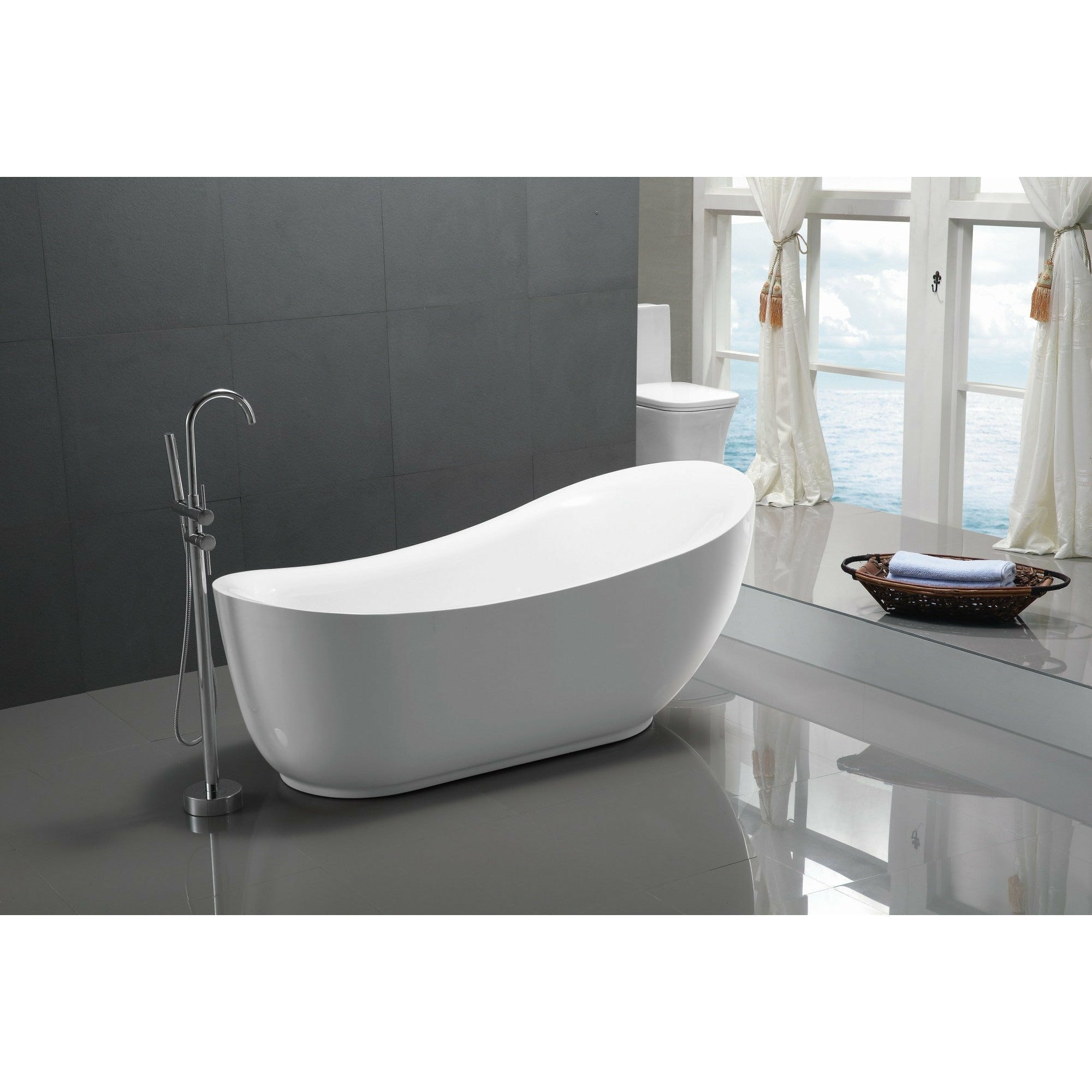 Anzzi Talyah Series 5.92 ft. Freestanding Bathtub in White FT-AZ090 - FT-AZ090