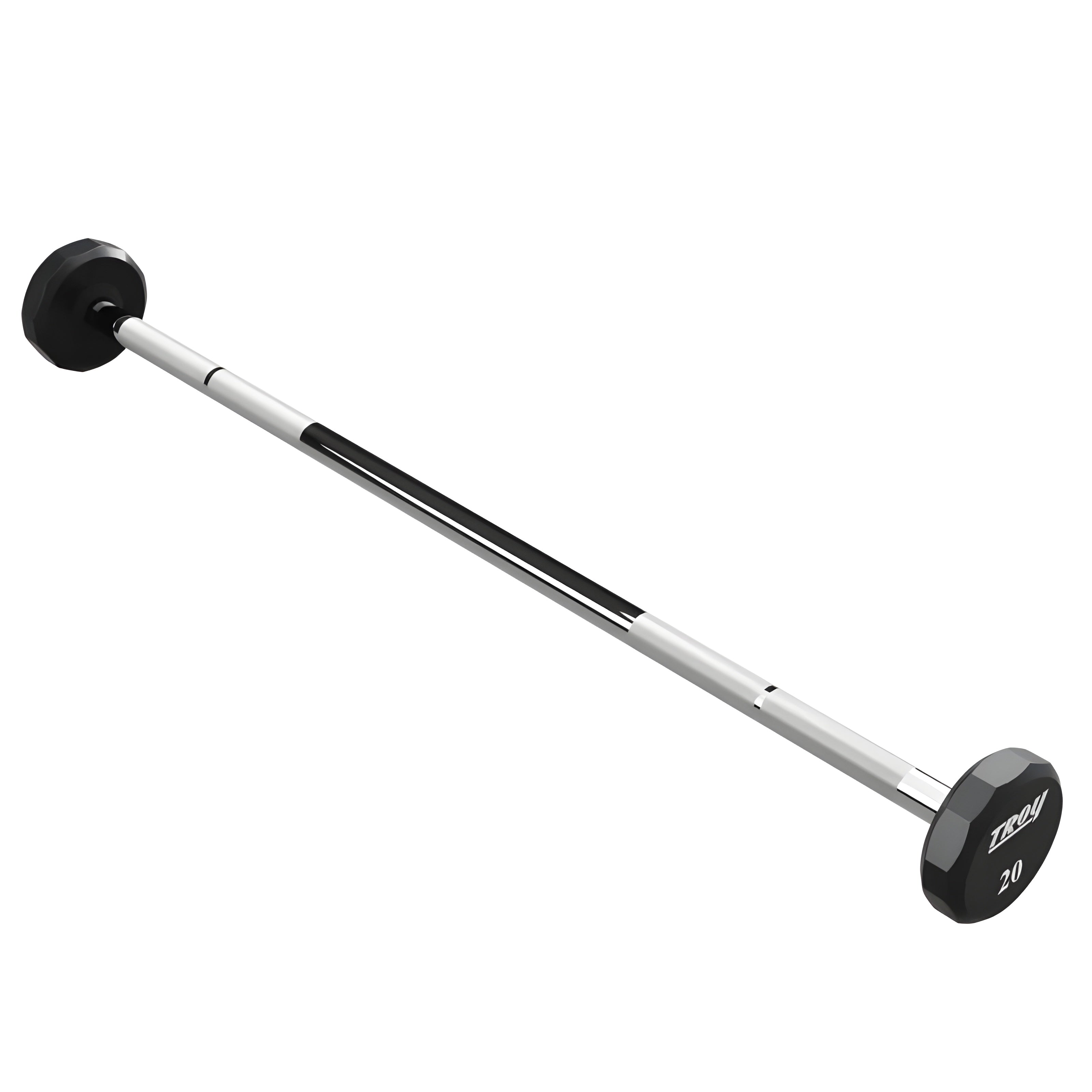 Troy 12-Sided Urethane Straight Barbell Set with Rack - COMMPAC-TSBU110