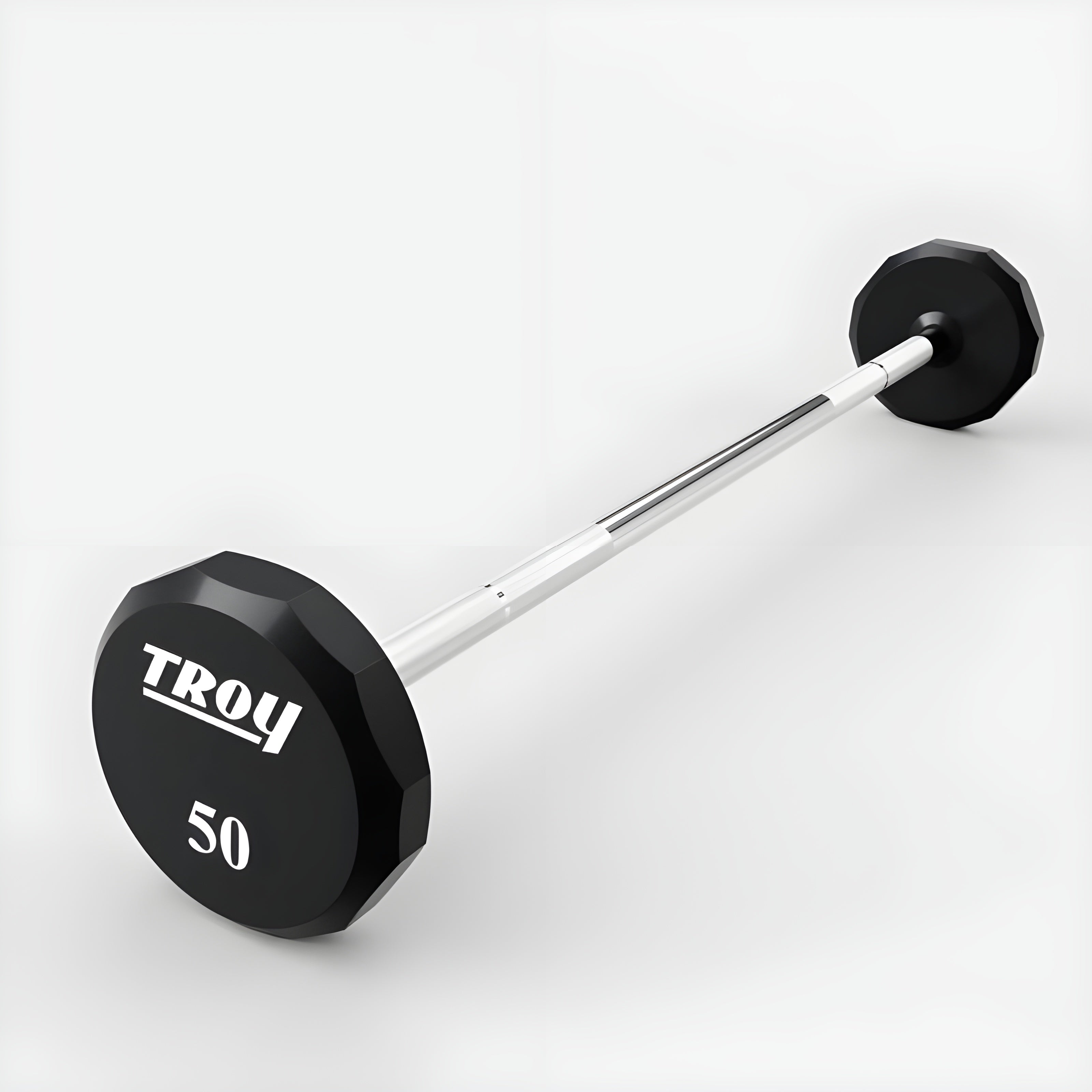 Troy 12-Sided Urethane Straight Barbell Set with Rack - COMMPAC-TSBU110