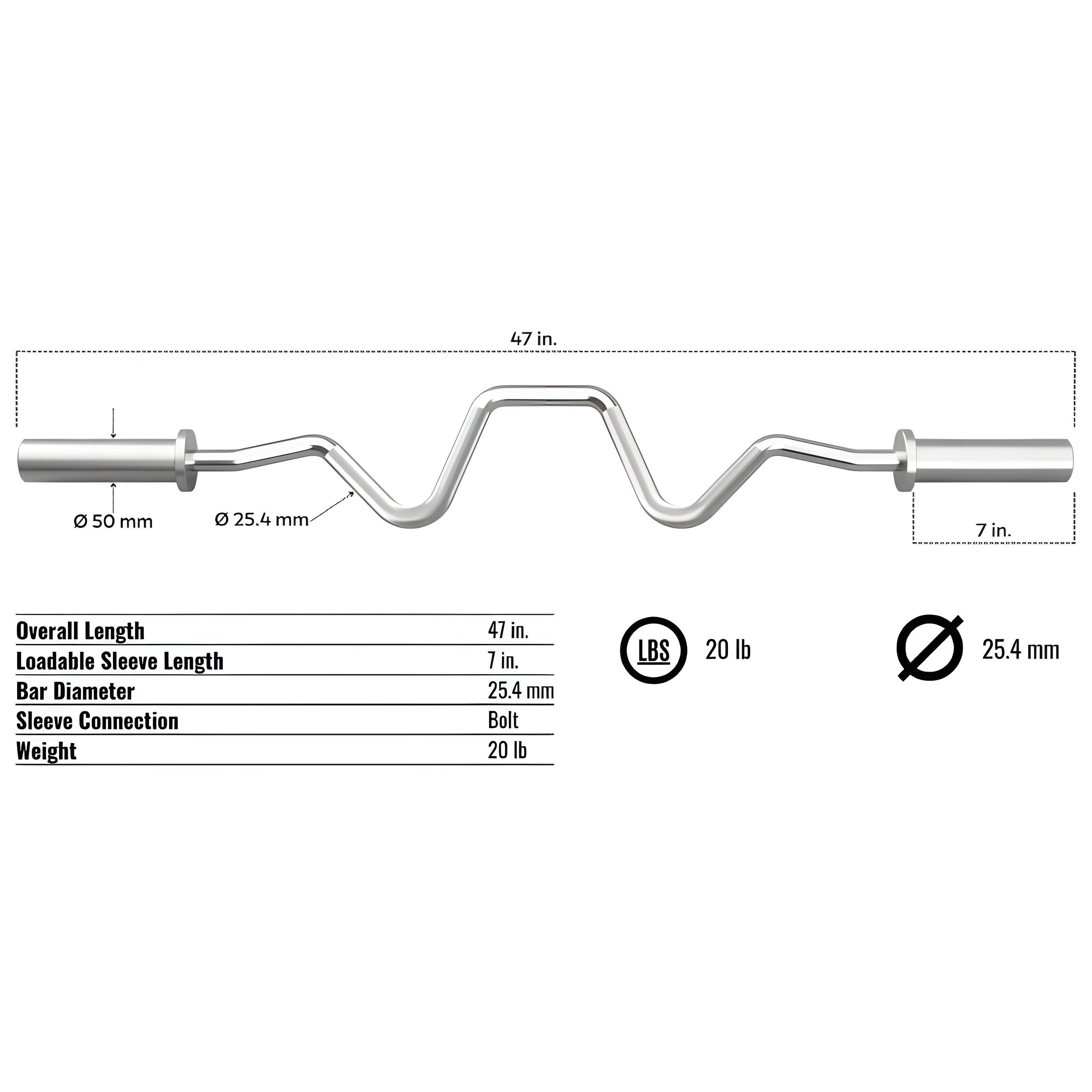 Troy Olympic Style "Economy" Super Curl Bar -  GSOZ-47