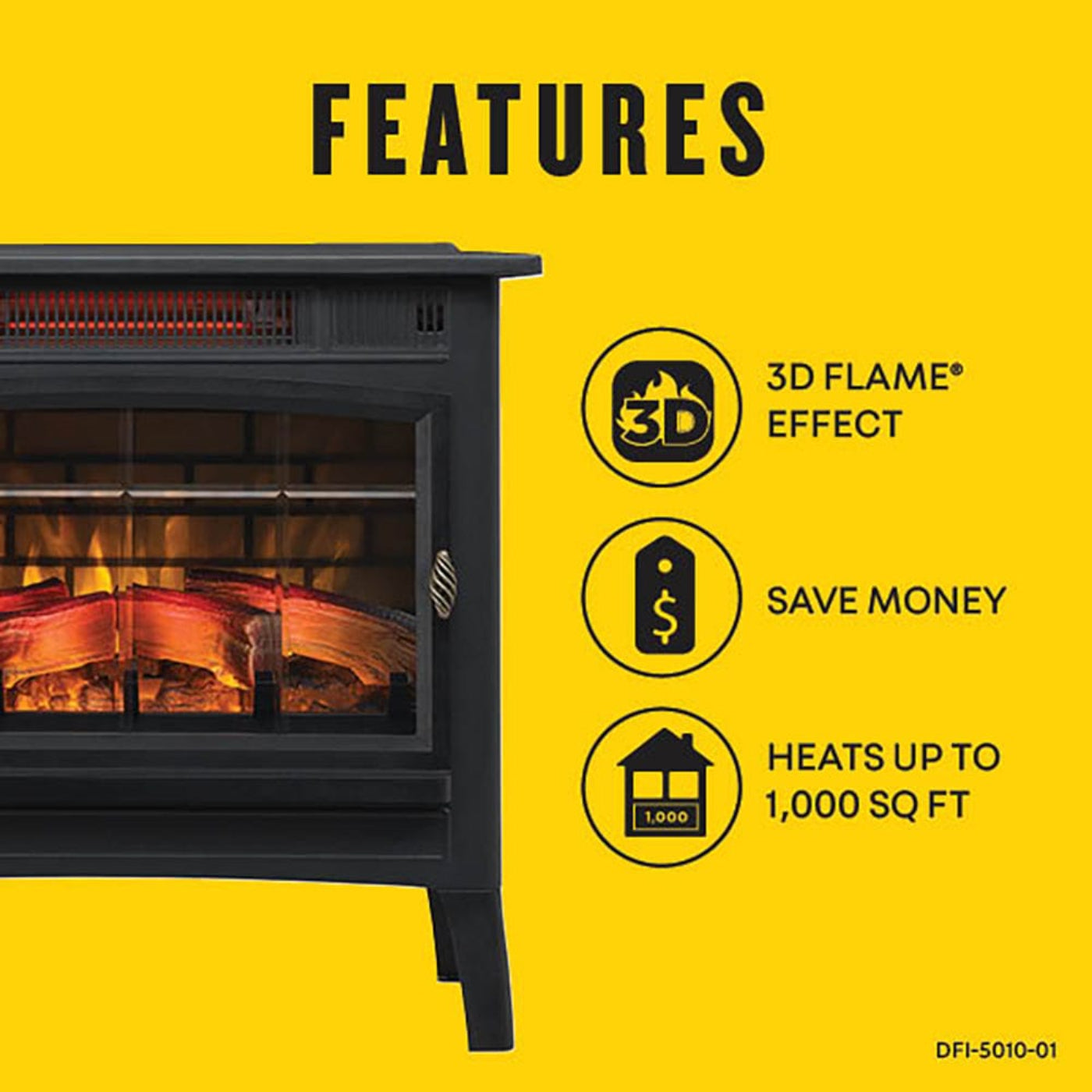 Duraflame 3D Black Infrared Electric Fireplace Stove with Remote Control - 171527