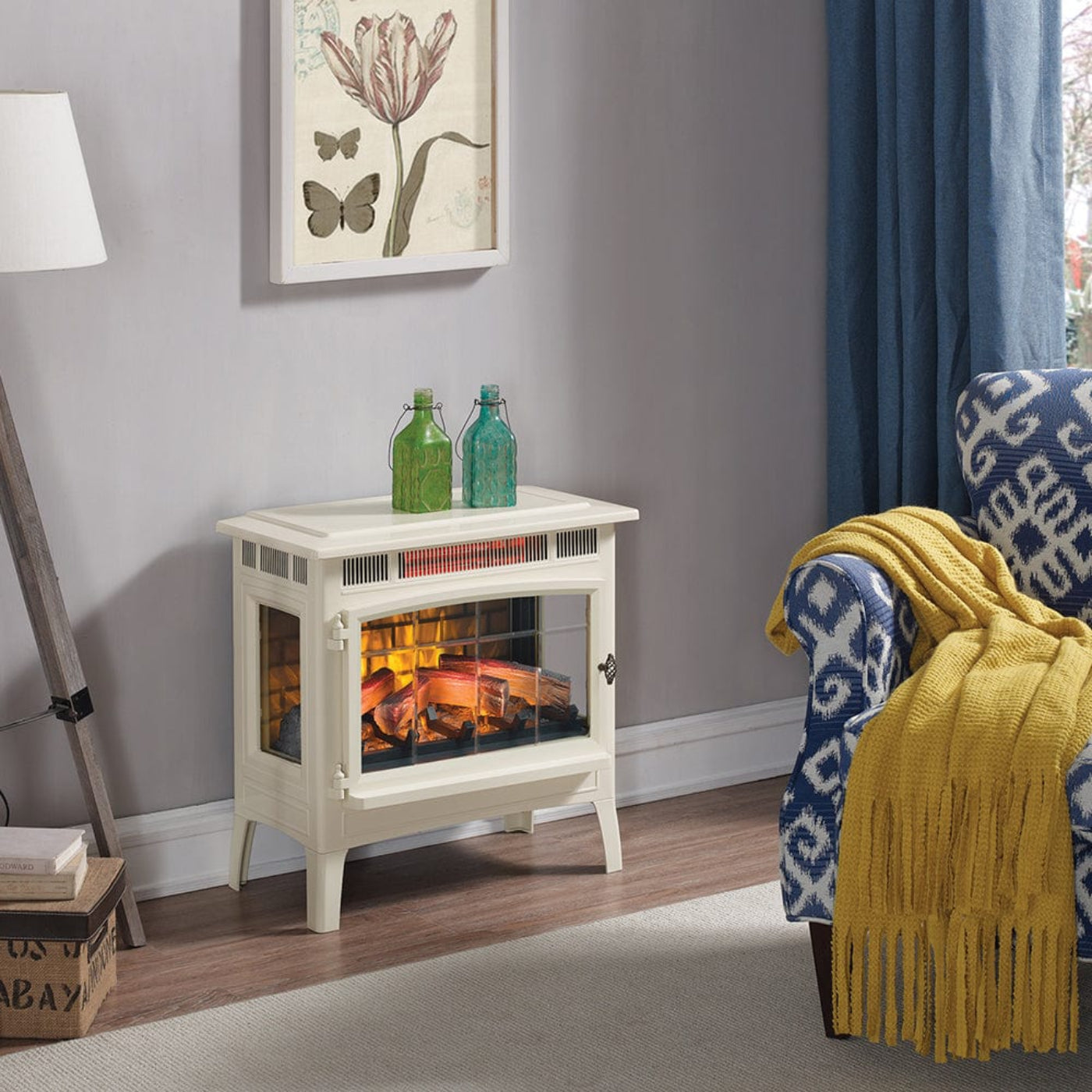 Duraflame 3D Cream Infrared Electric Fireplace Stove with Remote Control - 172438