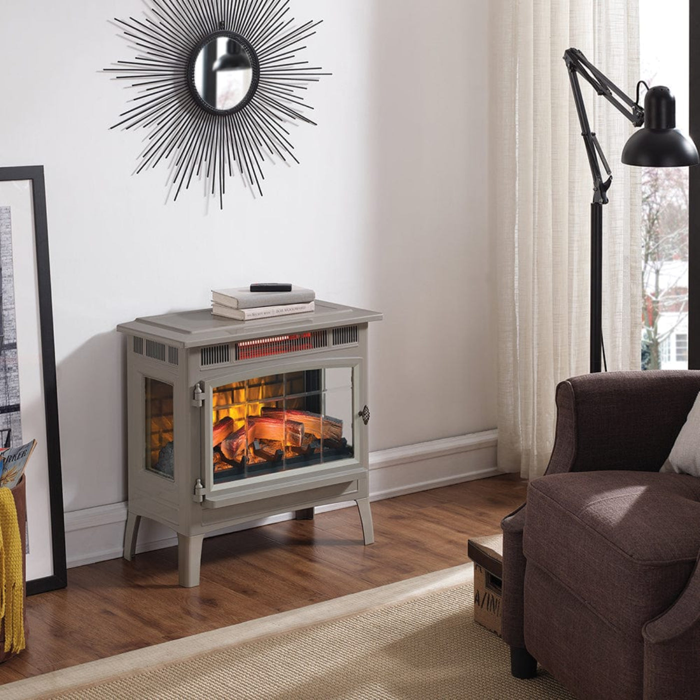 Duraflame 3D French Grey Infrared Electric Fireplace Stove with Remote Control - 172439