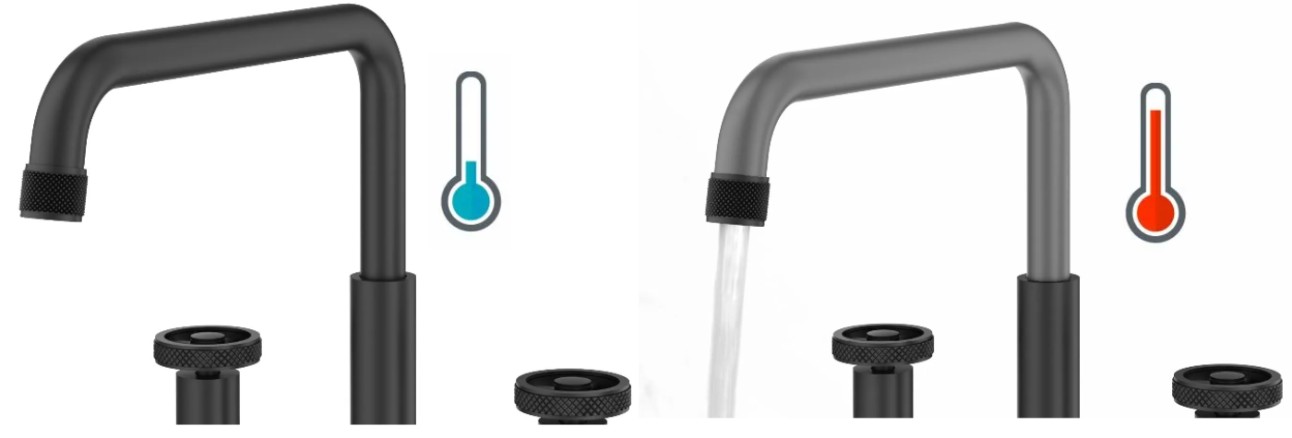 KRAUS Urbix Industrial Bridge Faucet in Color-Changing  Matte Black to Grey - KPF-3125MBGRCC