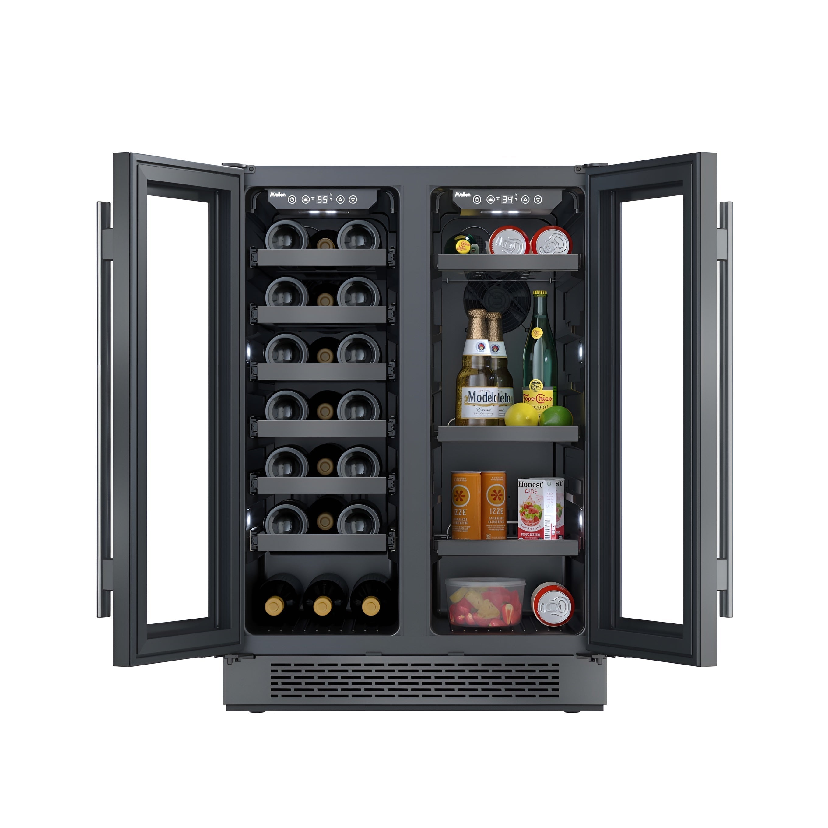 Avallon 24 Inch Wide 21 Bottle Capacity and 64 Can Capacity Beverage Center with LED Lighting and Double Pane Glass - AWBC242GGFDPRG