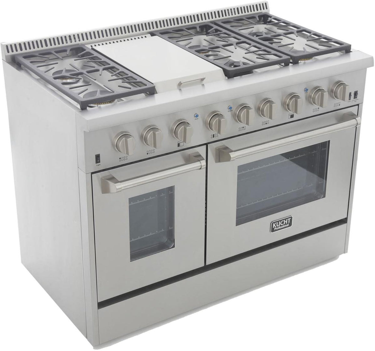 Kucht Professional 48 in. 6.7 cu ft. Natural Gas Range with Silver Knobs - KRG4804U-S