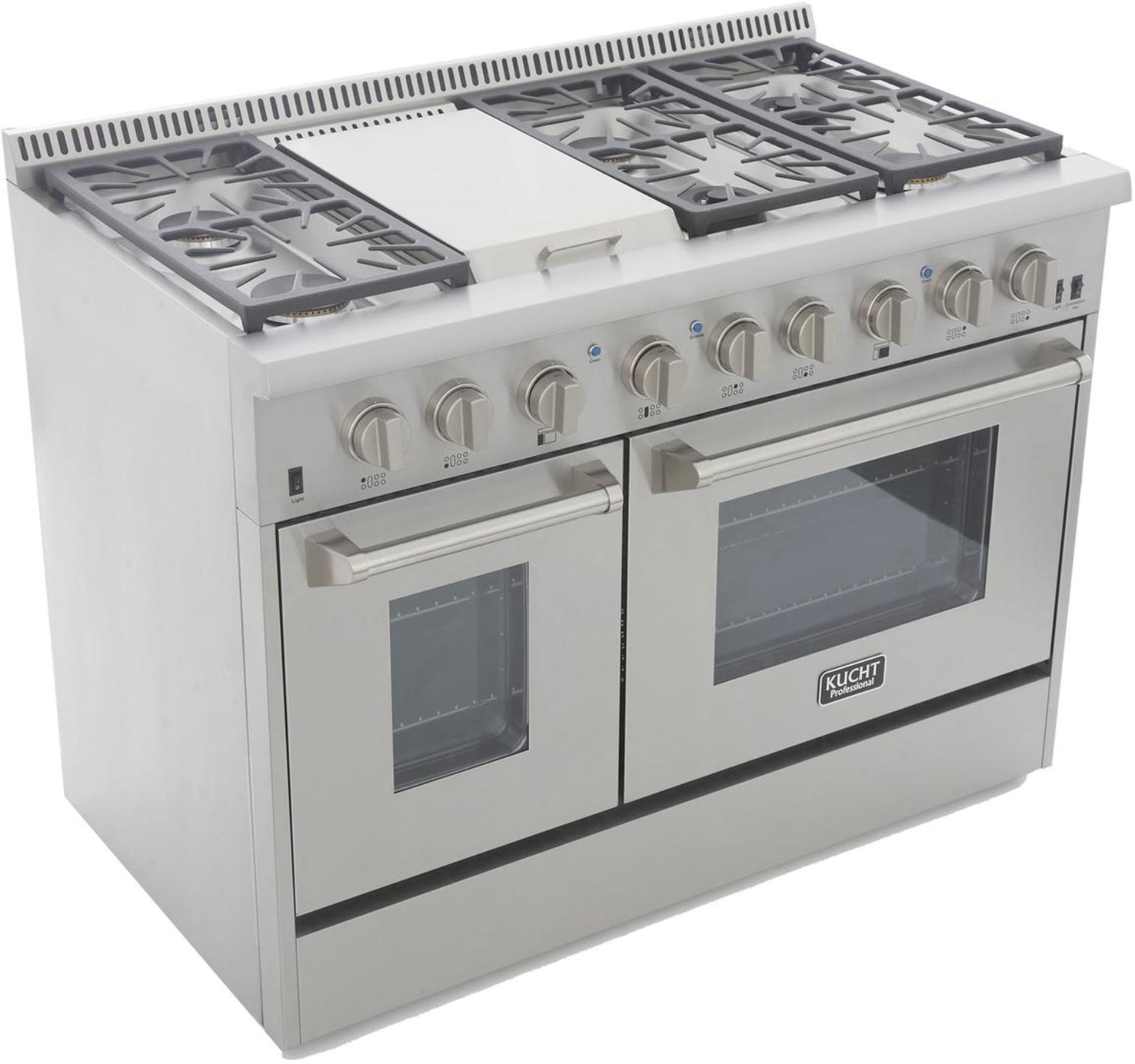 Kucht Professional 48 in. 6.7 cu ft. Natural Gas Range with Silver Knobs - KRG4804U-S