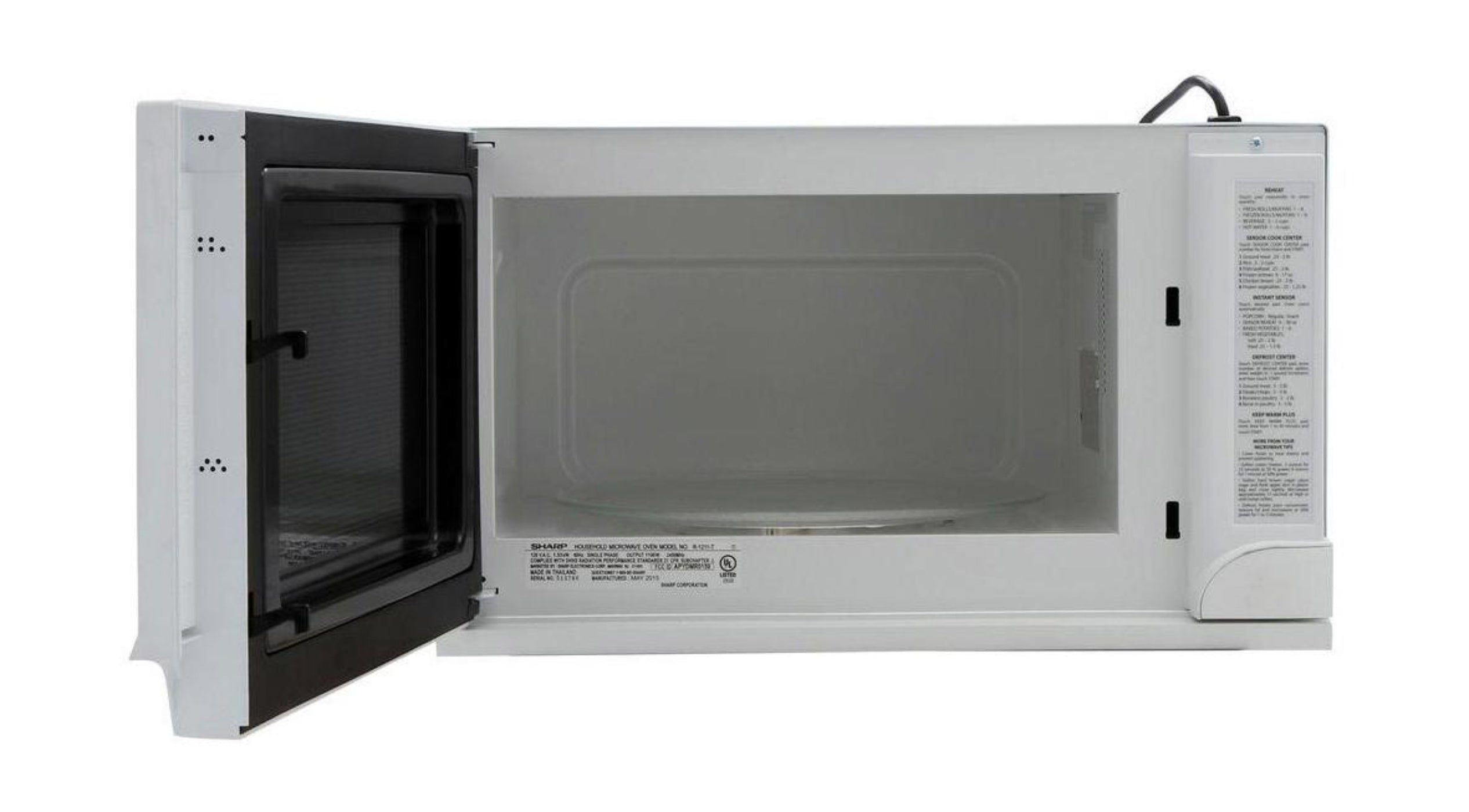 SHARP R1211TY 1.5 cu. ft. 1100W White Sharp Over-the-Counter Carousel Microwave Oven - R1211TY-KT