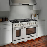 Kucht Professional 48" 6.7 cu. ft. Propane Gas Range in Stainless Steel with Black Accents - KFX480/LP-K