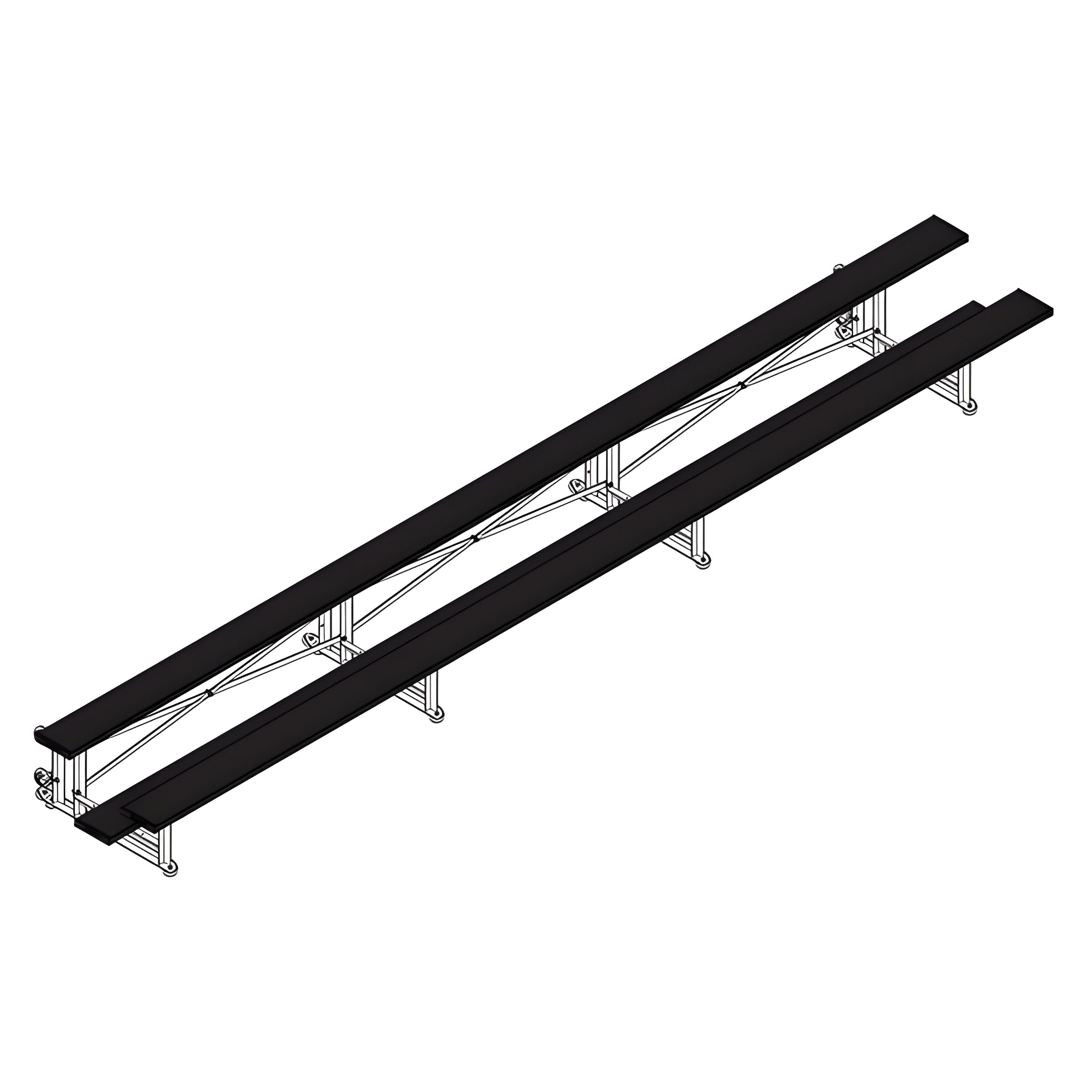 Bleacher - 21 ft. (2 Row - Single Foot Plank) - Tip & Roll - BLCH-221TRG