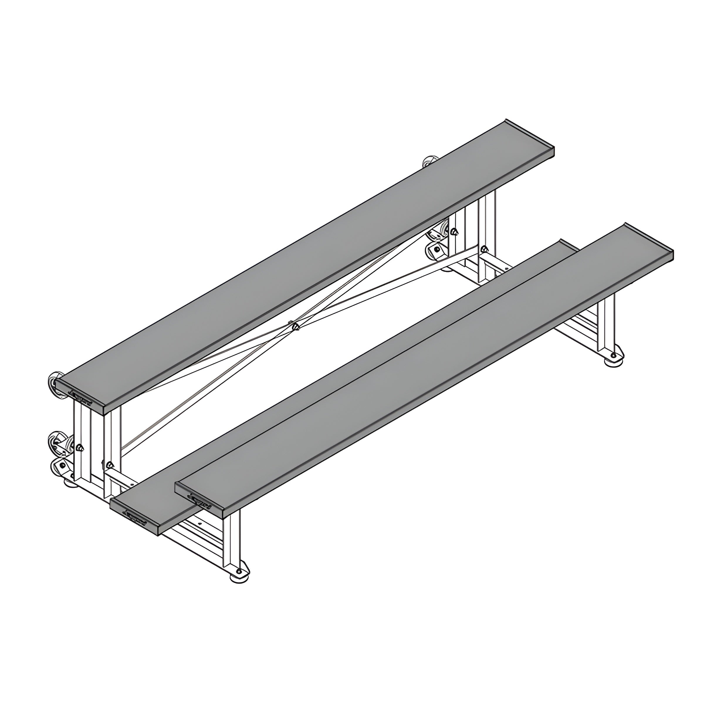 Bleacher - 7-1/2 ft. (2 Row - Single Foot Plank) - Tip & Roll
