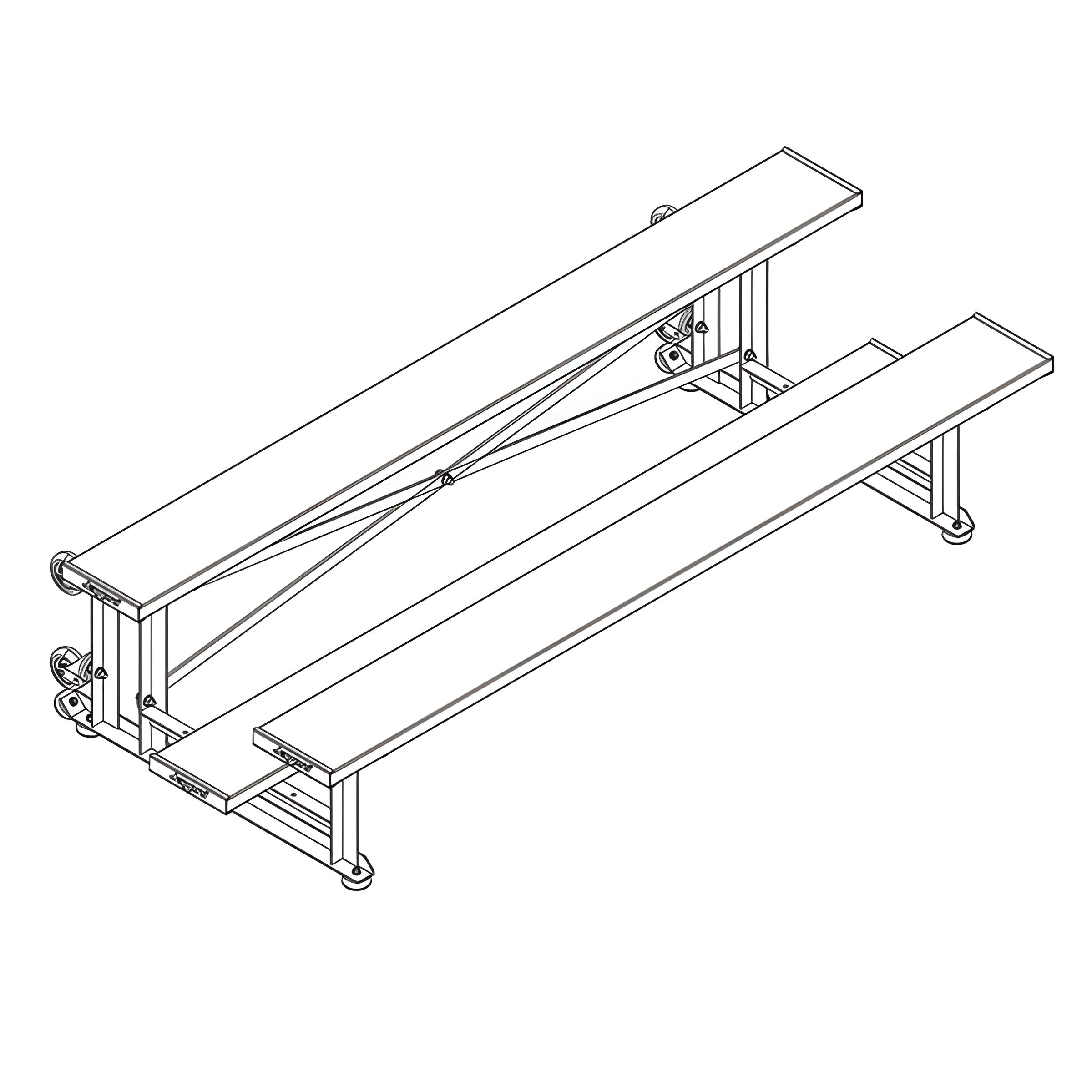 Bleacher - 7-1/2 ft. (2 Row - Single Foot Plank) - Tip & Roll