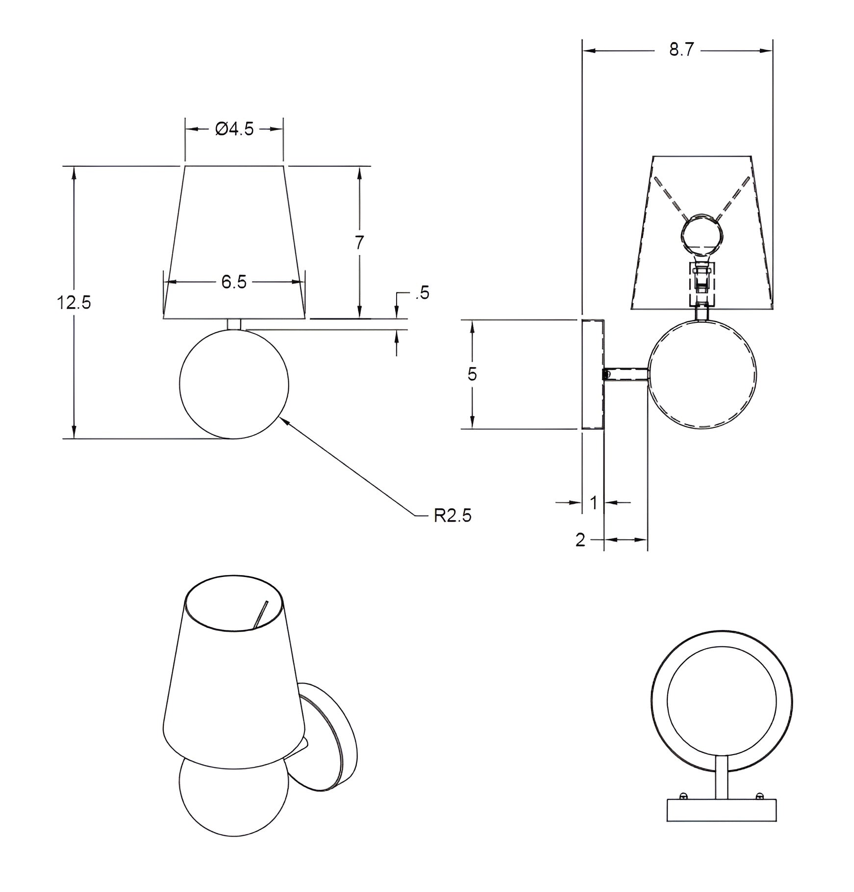 Wall Sconces Bole Sconce in Color - WS-BOL-COL-SC-CLA-NOD-HRW-110