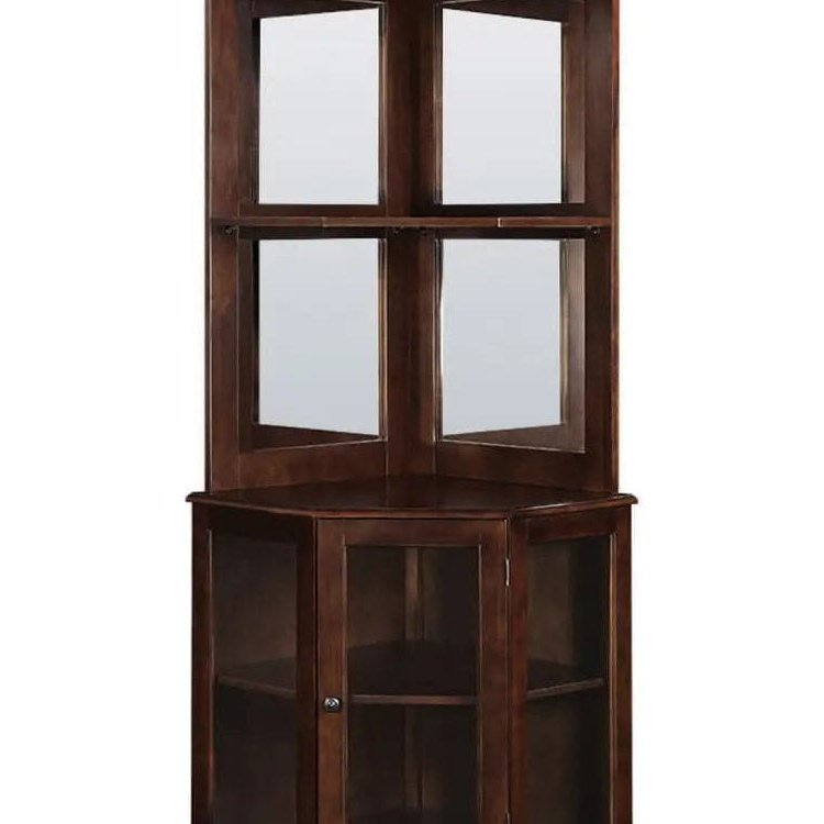 Ram Game Room Corner Bar Cabinet - Cappuccino - Backyard Provider