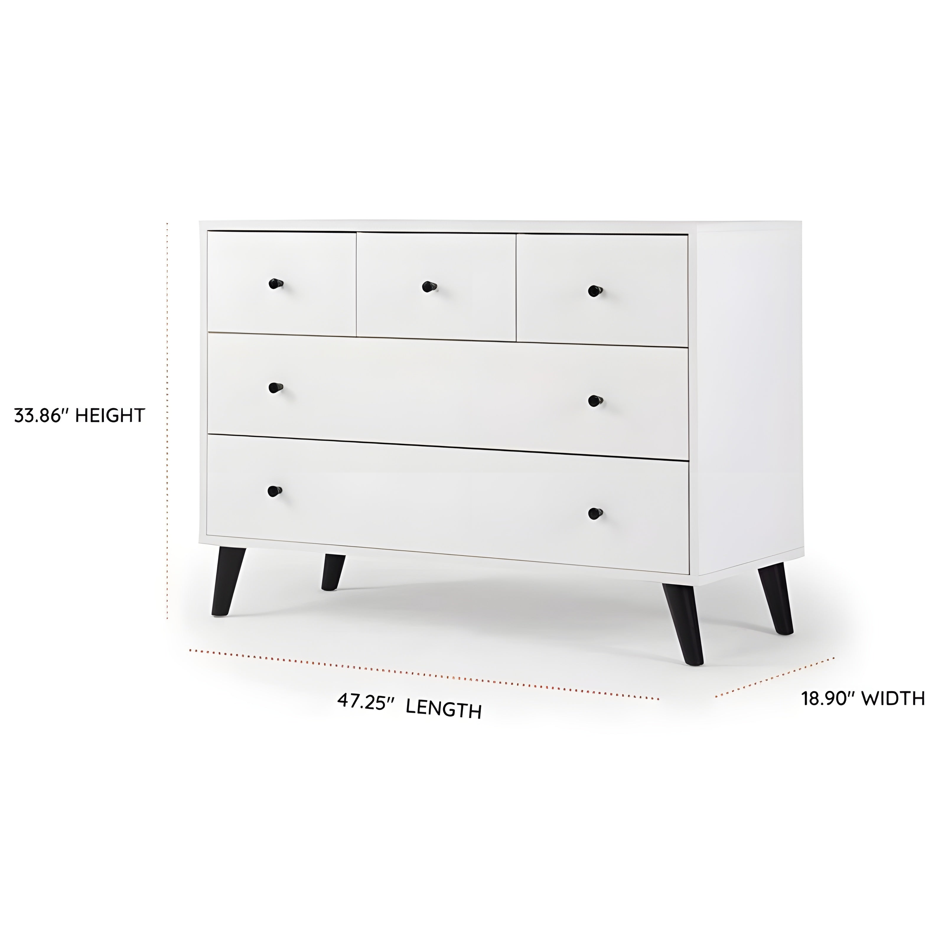 dadada Austin 5-Drawer Dresser - White/Natural