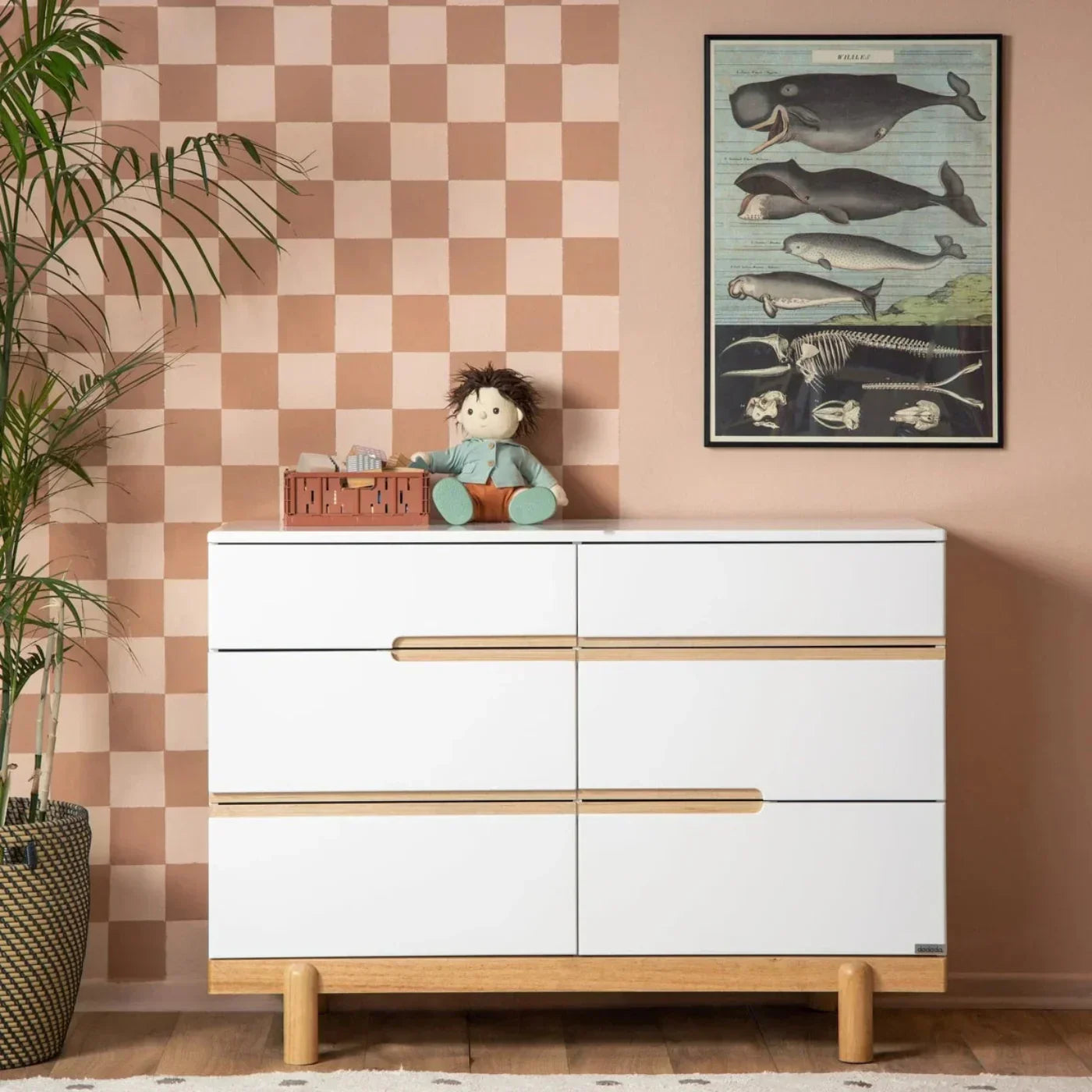 Dadada Bliss 6-drawer dresser, white/natural -  PU-46031