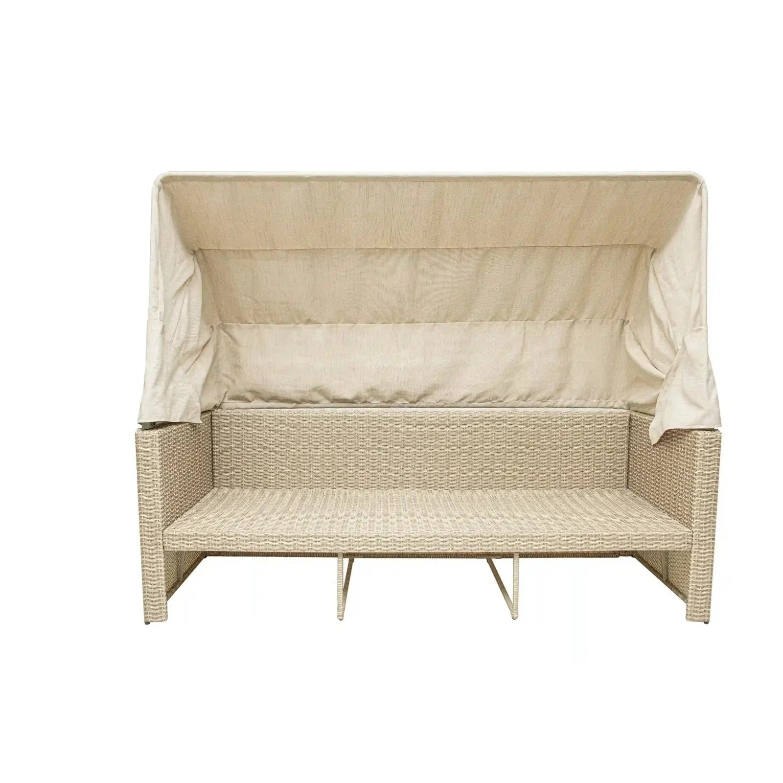Deko Living Outdoor Wicker Patio Sofa with Canopy & Ottoman Set - COP30007