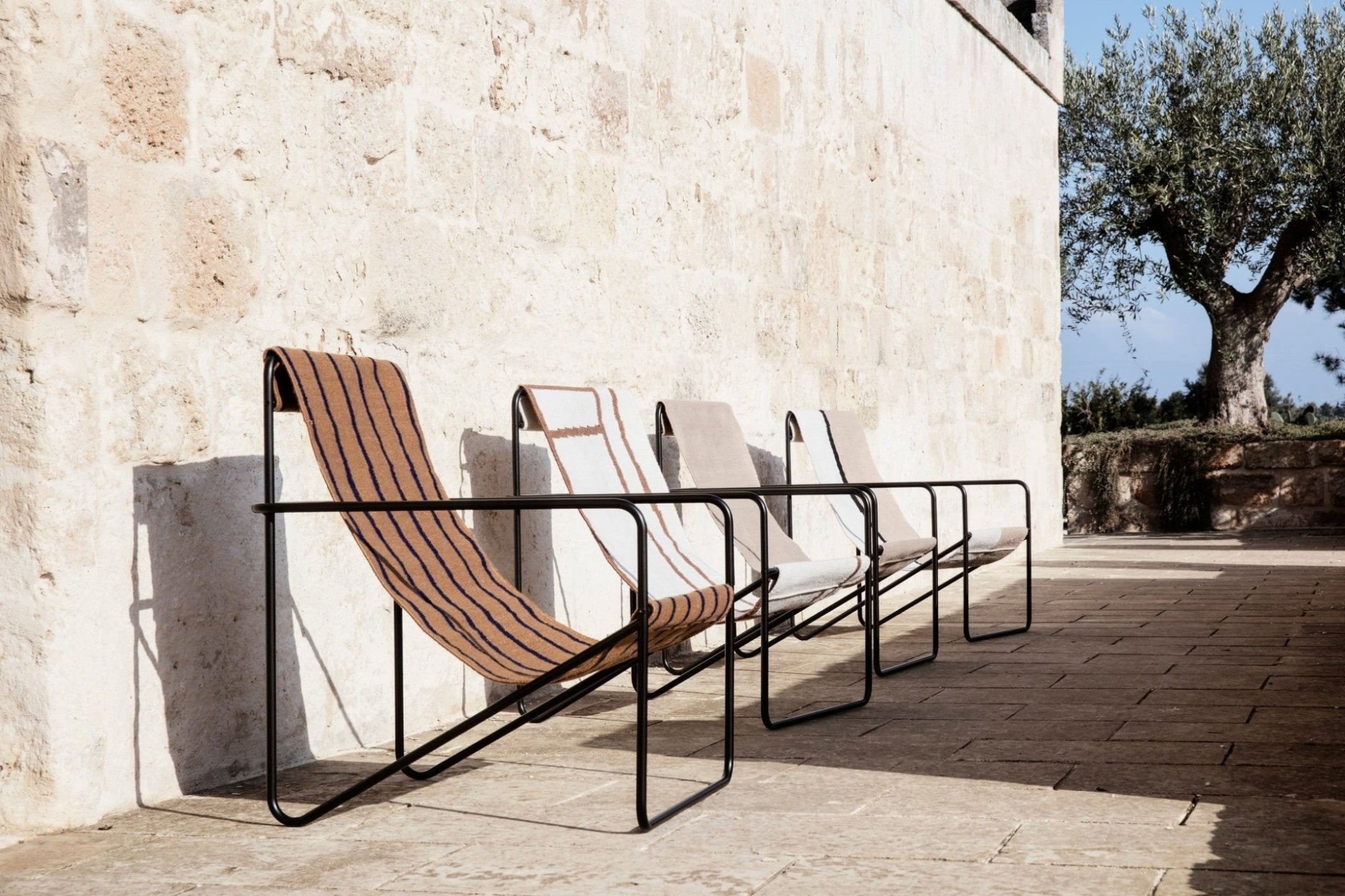 Ferm Living Desert Lounge Chair, Olive Frame - Set of 2