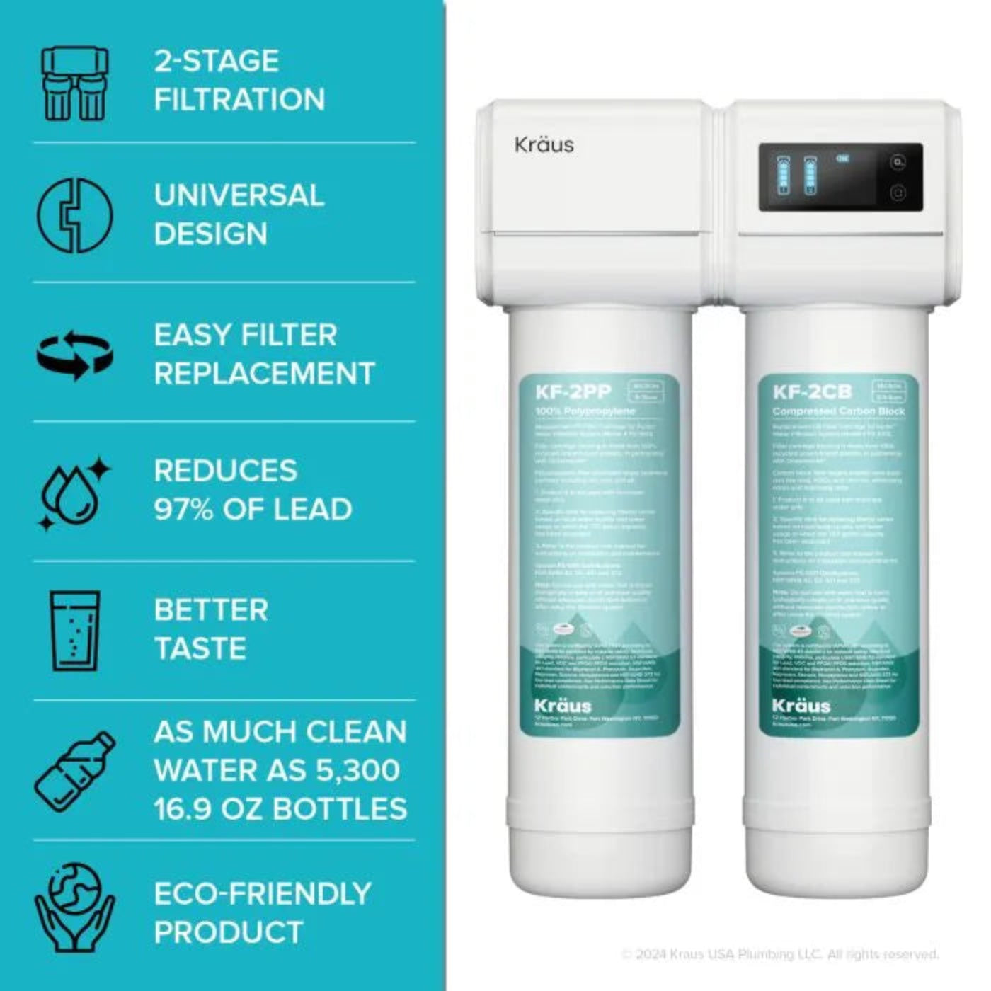 KRAUS Bolden 2-in-1 Pull-Down Single Handle Water Filter Kitchen Faucet in Matte Black with Purita 2-Stage Under-Sink Filtration System - FS-1001-KFF-1610MB