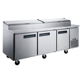Chef AAA Commercial 90" Pizza Prep Table Refrigerator 12 Pans 3 Door Stainless Steel 24.8 cu.ft. - TICL3-HC