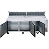 Chef AAA Commercial 90" Pizza Prep Table Refrigerator 12 Pans 3 Door Stainless Steel 24.8 cu.ft. - TICL3-HC