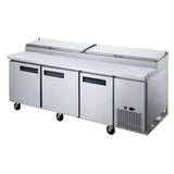 Chef AAA Commercial 90" Pizza Prep Table Refrigerator 12 Pans 3 Door Stainless Steel 24.8 cu.ft. - TICL3-HC
