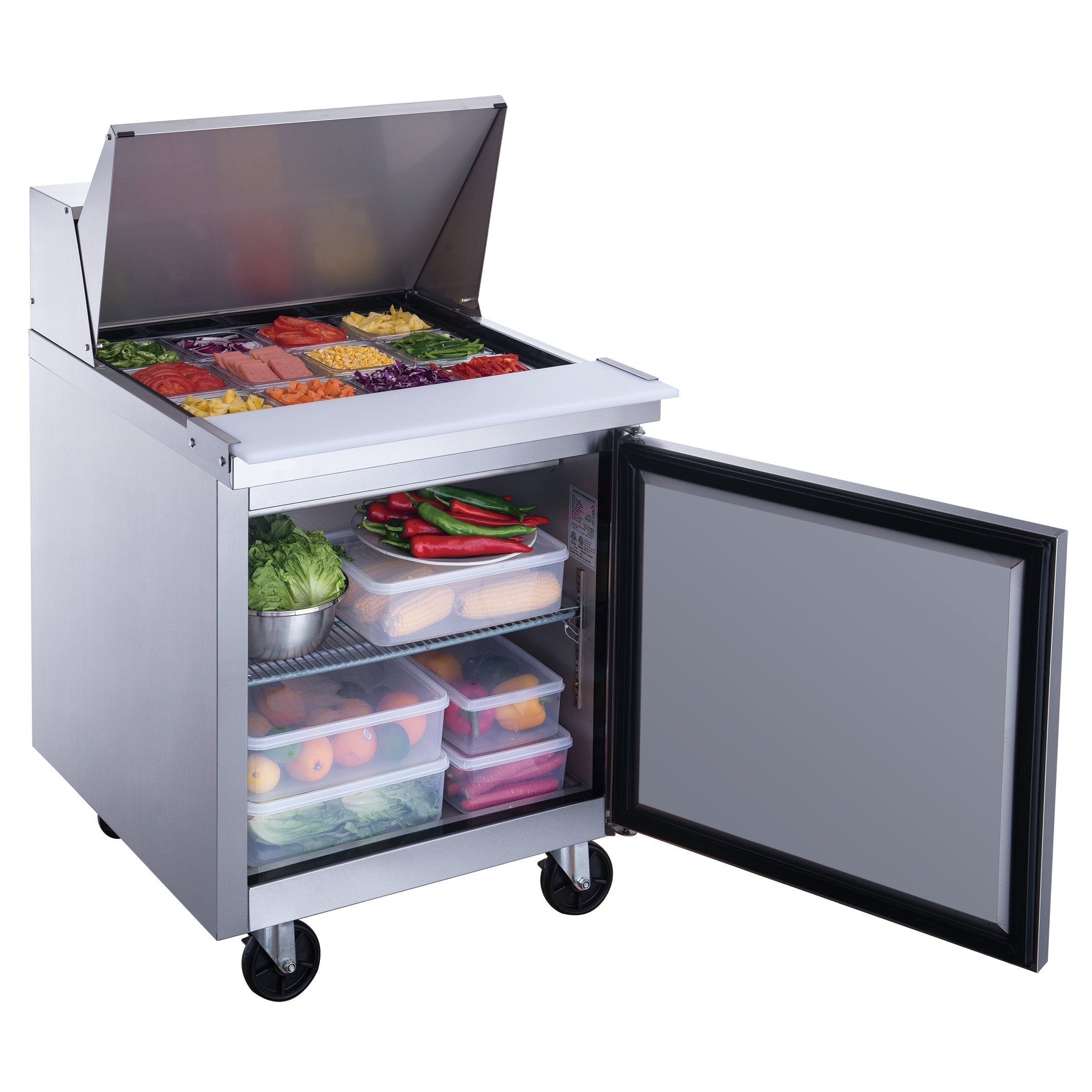 Chef AAA Commercial 29" 12 Pan Salad Sandwich Food Prep Table Refrigerator Mega Top 6.5cu.ft NSF - TSP29M