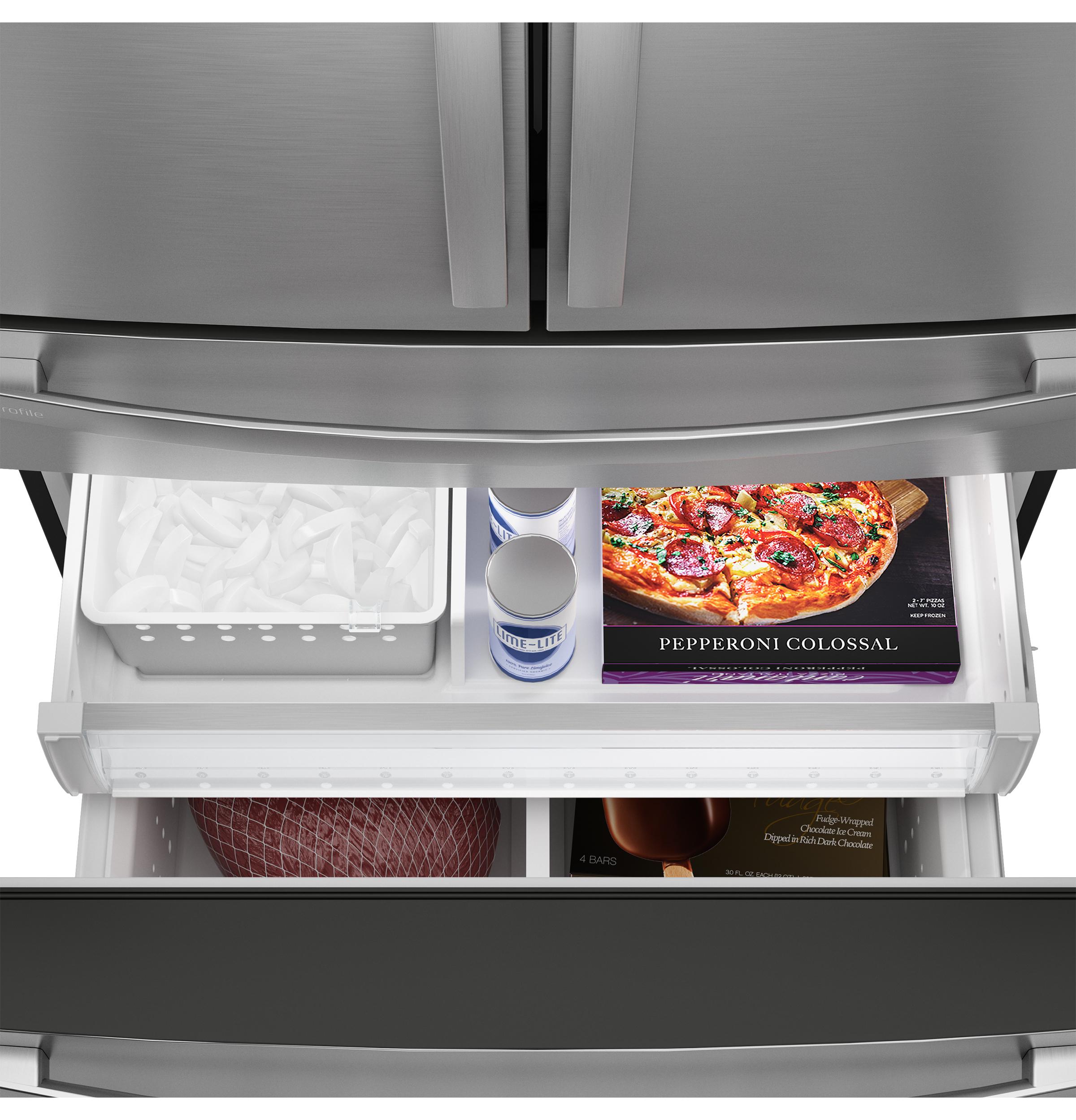 GE Profile 23.2 Cu. Ft. Smart Counter-Depth French-Door Refrigerator, 4-Door, Dual-Dispense AutoFill – PJE23BYWFS-KT