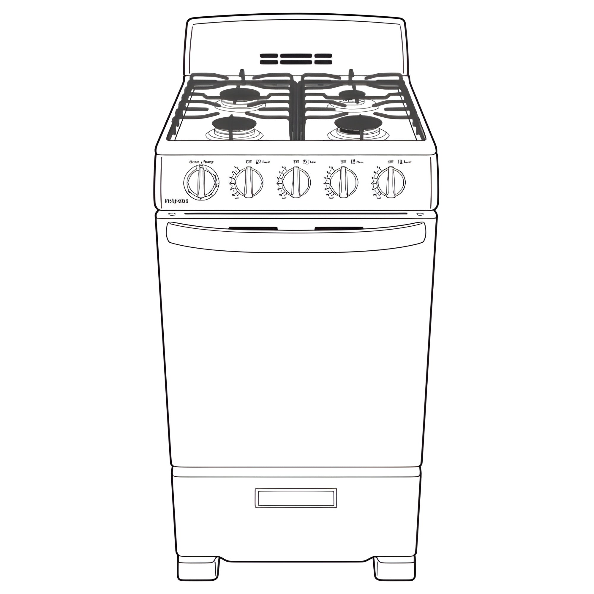 HOTPOINT 20" Front-Control Free-Standing Gas Range with Sealed Burners - RGAS200DMWW-KT