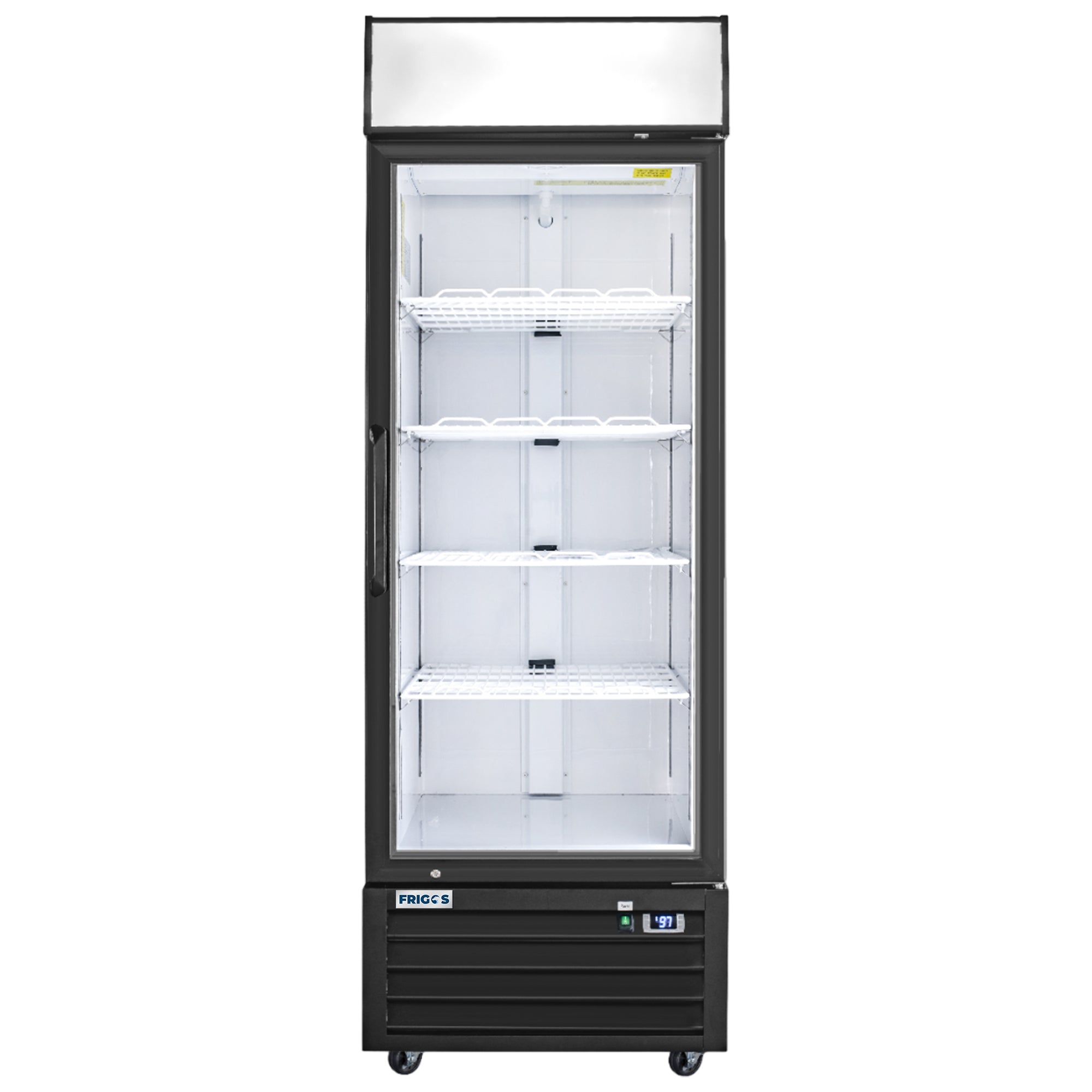 Frigos FG-MR-1D-G 27" Glass Door Merchandiser, Black, LED, Aluminum Interior