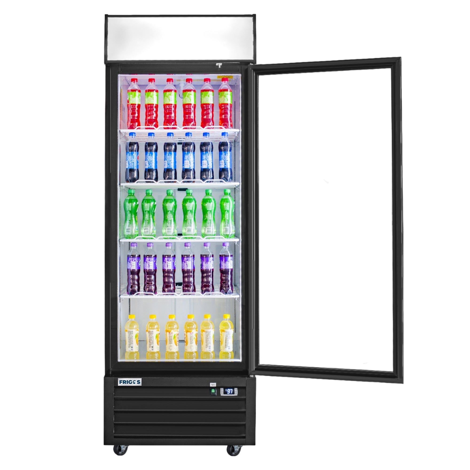 Frigos FG-MR-1D-G 27" Glass Door Merchandiser, Black, LED, Aluminum Interior