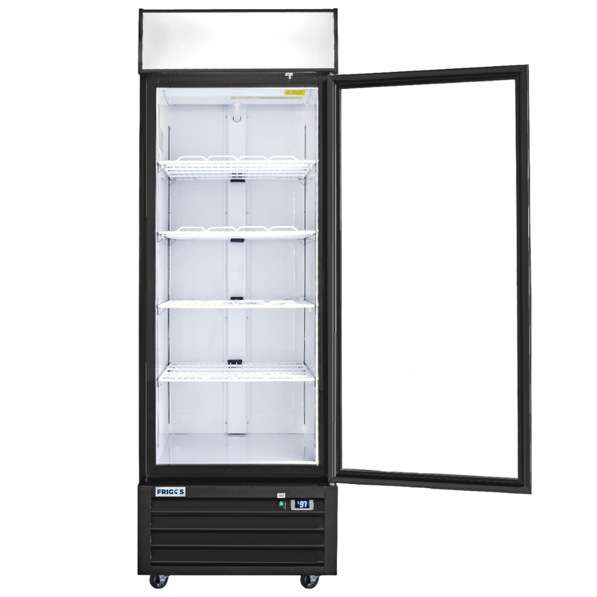 Frigos FG-MR-1D-G 27" Glass Door Merchandiser, Black, LED, Aluminum Interior