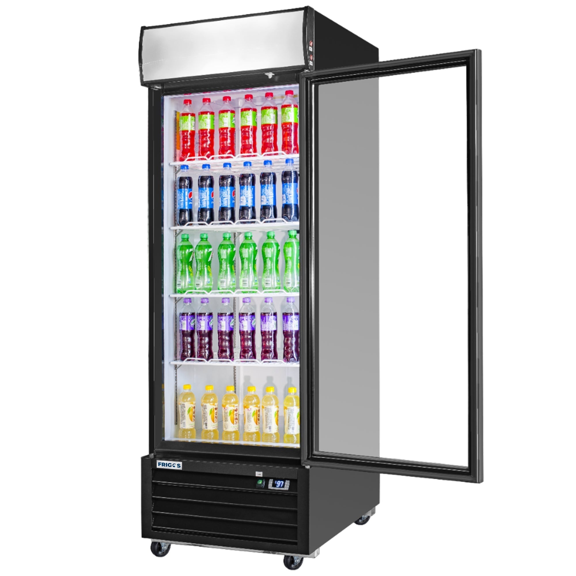 Frigos FG-MR-1D-G 27" Glass Door Merchandiser, Black, LED, Aluminum Interior