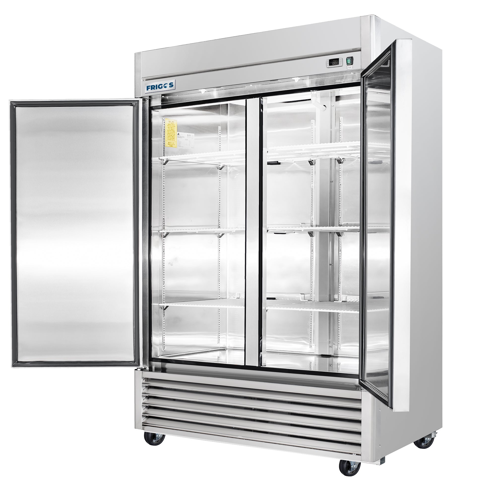 Frigos 54" Commercial Refrigerator, 2 Doors, 47 Cu Ft, Stainless Steel Floor